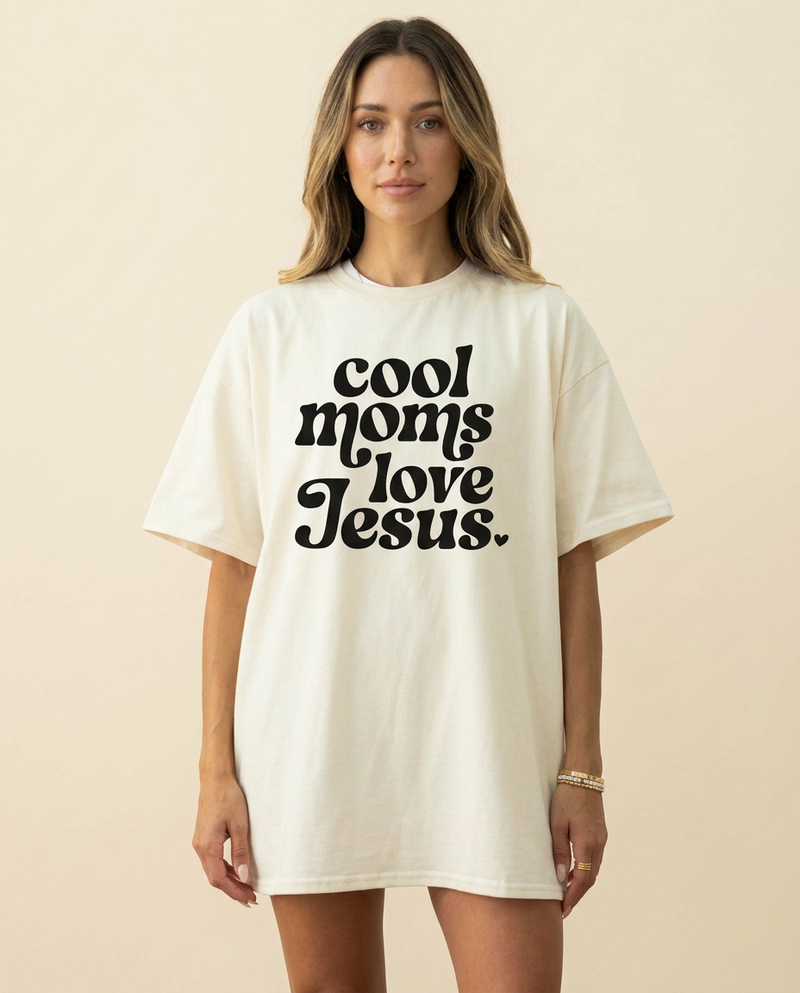 Cool Moms Love Jesus Tee — Natural