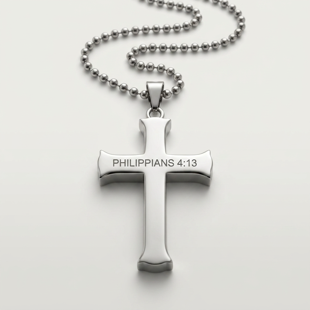 Philippians 4:13 cross necklace