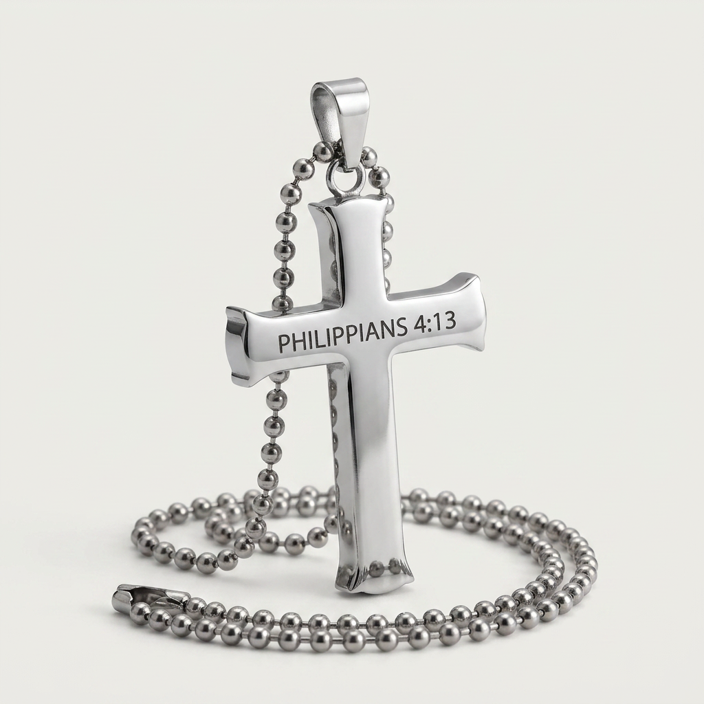 Philippians 4:13 Cross Necklace