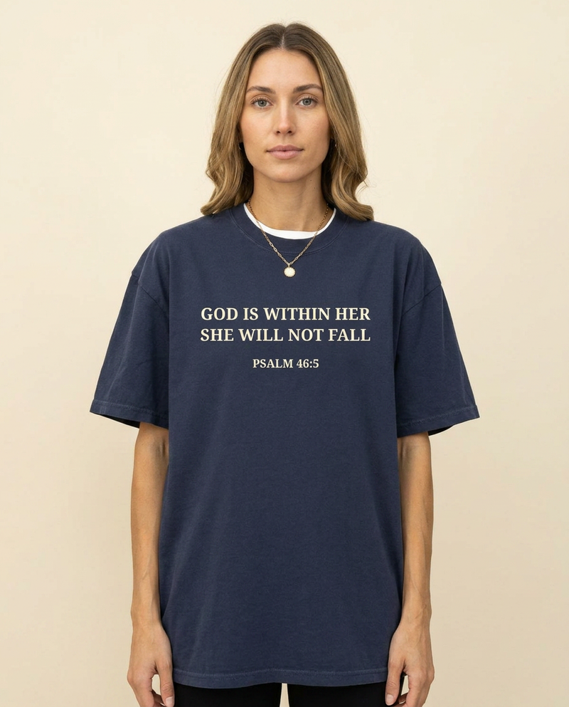 God Is Within Her Tee — Navy
