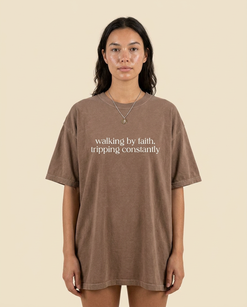 Walking by Faith Tee — Espresso